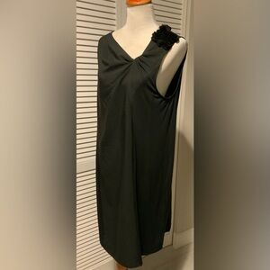Designer- Black One-Shoulder Draped Shift Dress (Tag Removed) size 8